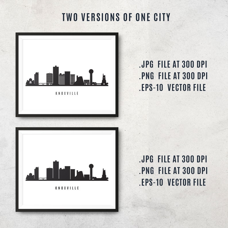 Knoxville Skyline Printable Knoxville Tennessee Black White Etsy
