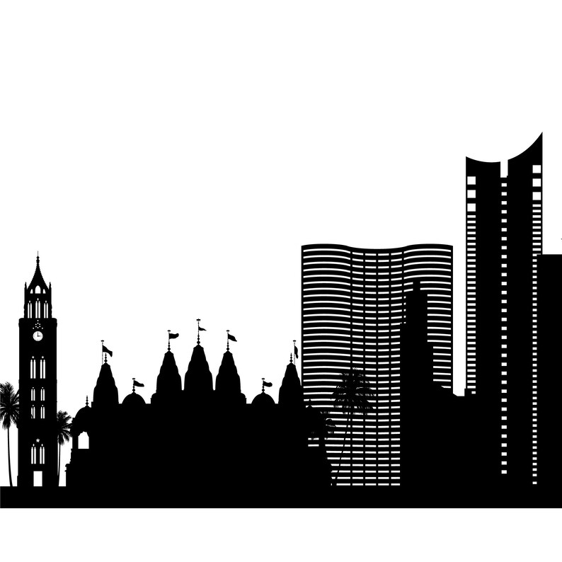 Mumbai Skyline Printable Mumbai India Black White Wall Art | Etsy