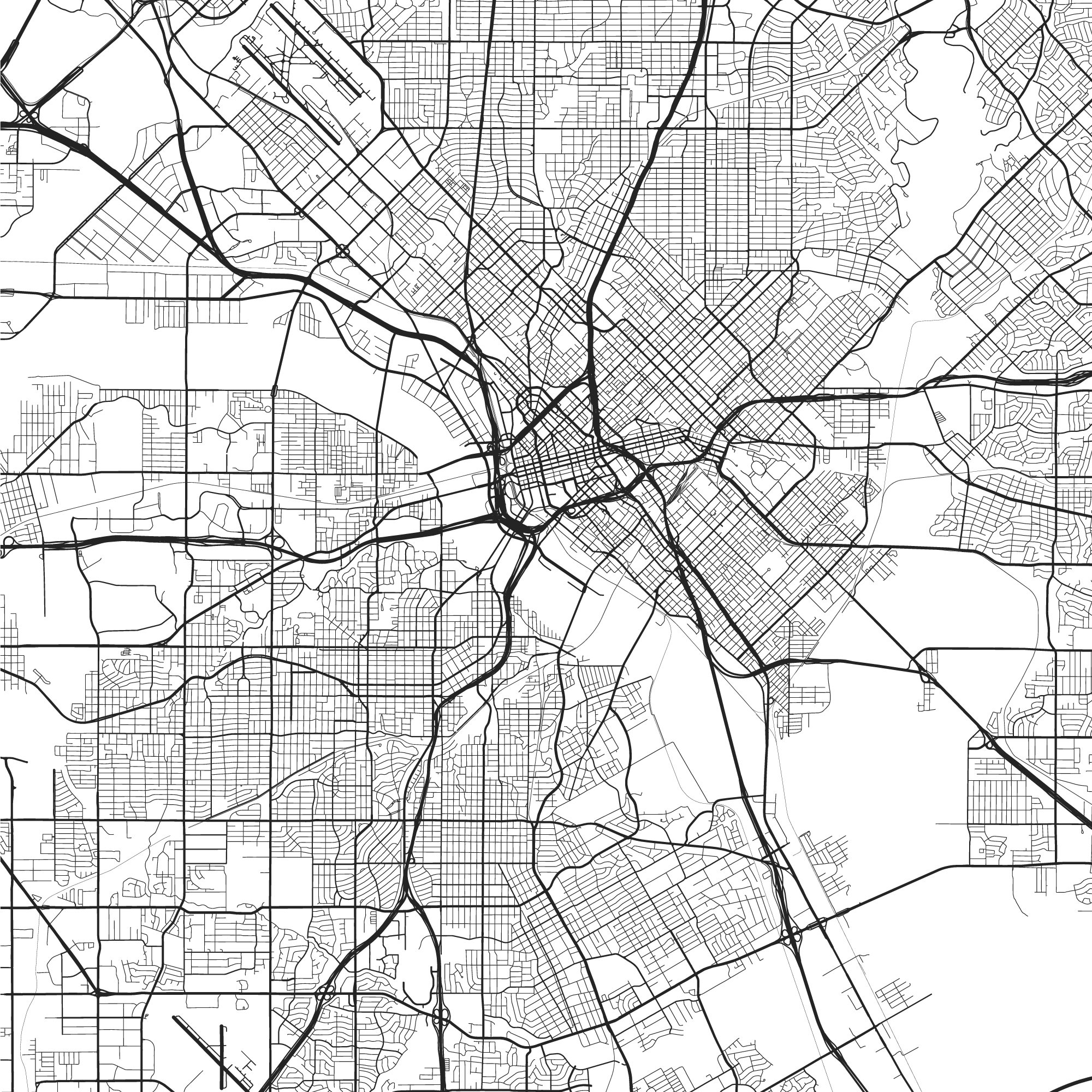 Dallas City Map and Skyline Wall Art. Set of 2 Dallas Prints. Etsy