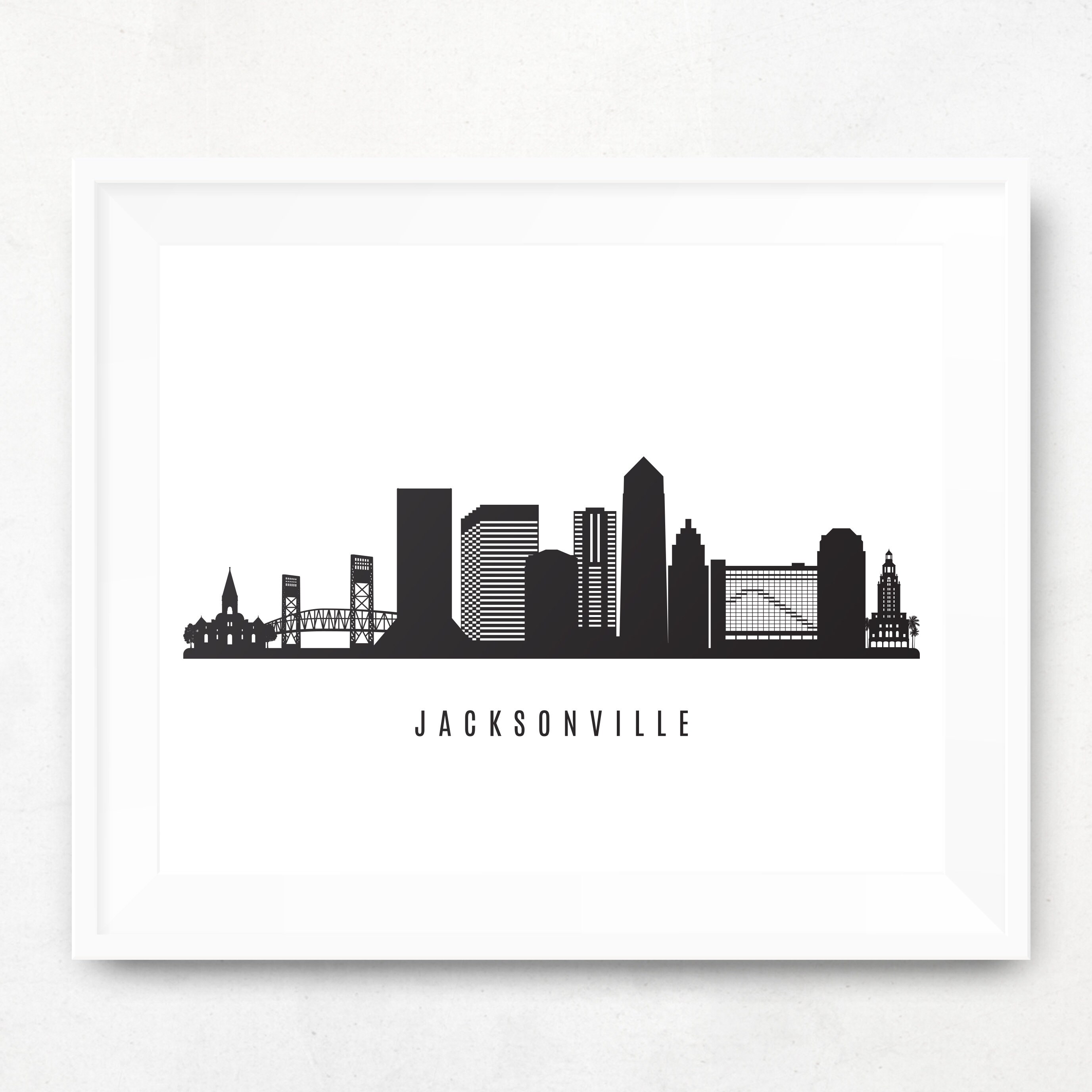 Jacksonville Skyline Printable Jacksonville Florida Black Etsy