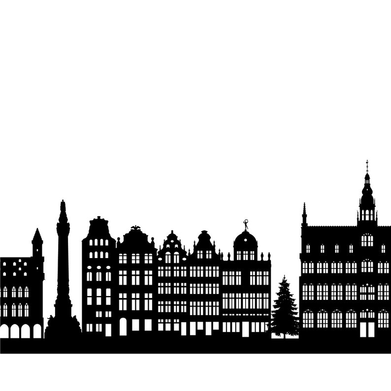 Brussels Skyline Printable Brussels Belgium Black White Wall Etsy UK