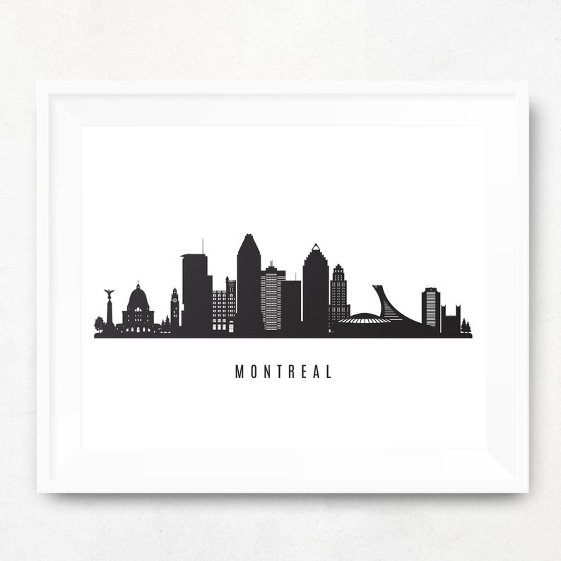 Montreal Skyline Printable Montreal Black White Wall Art Etsy