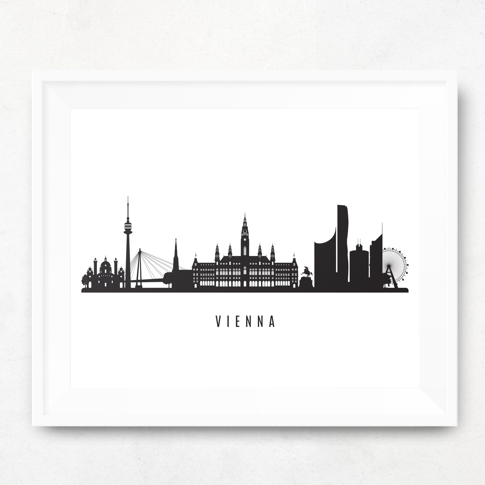 Vienna Skyline Printable Wien Black White Wall Art Vienna Etsy