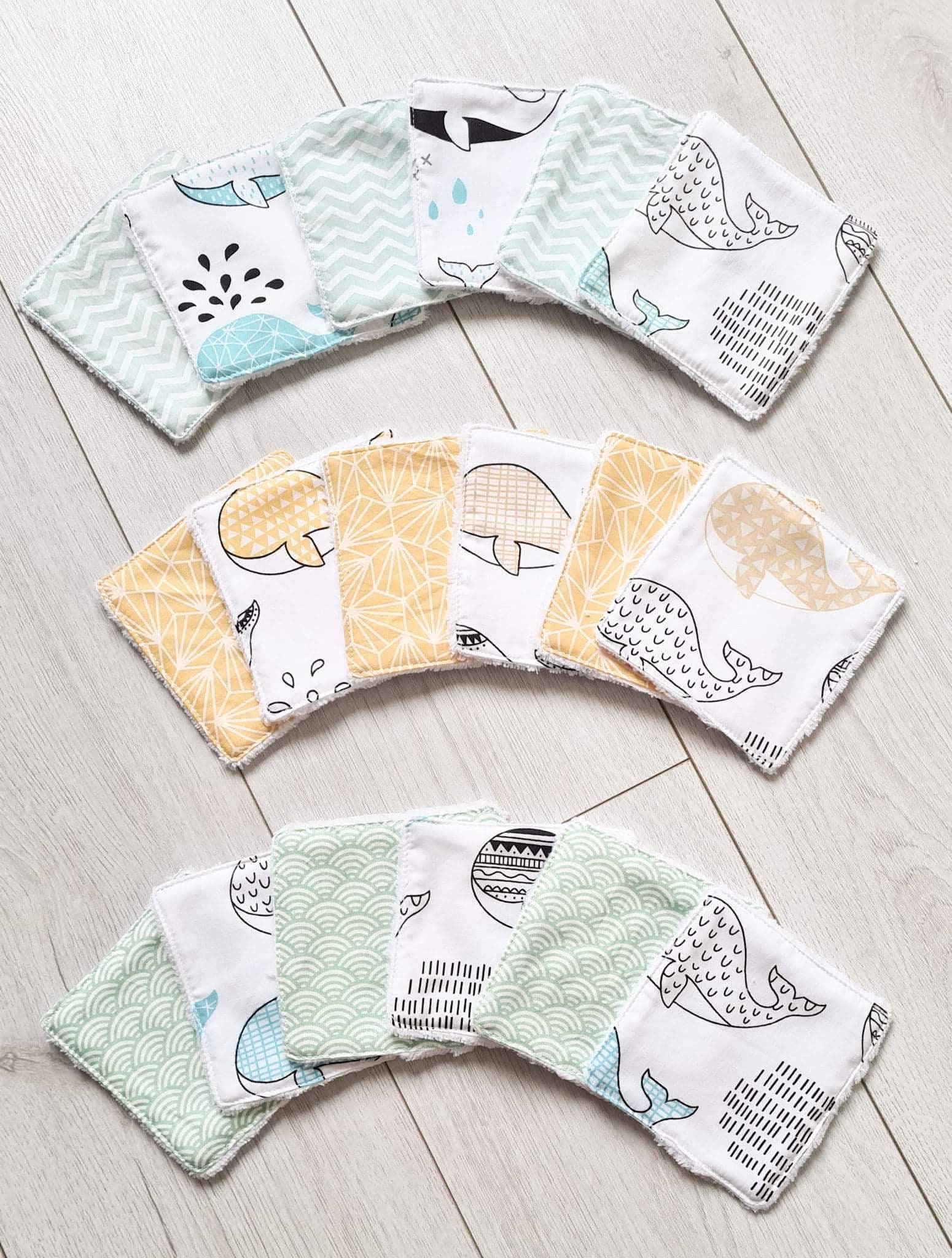 Lot de 6 Lingettes Lavables, Lingettes Bébés ou Démaquillantes. #washablebabywipe