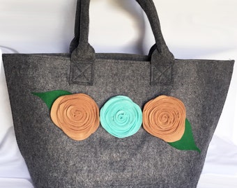 Large felt Tote, large felt shoulder bag