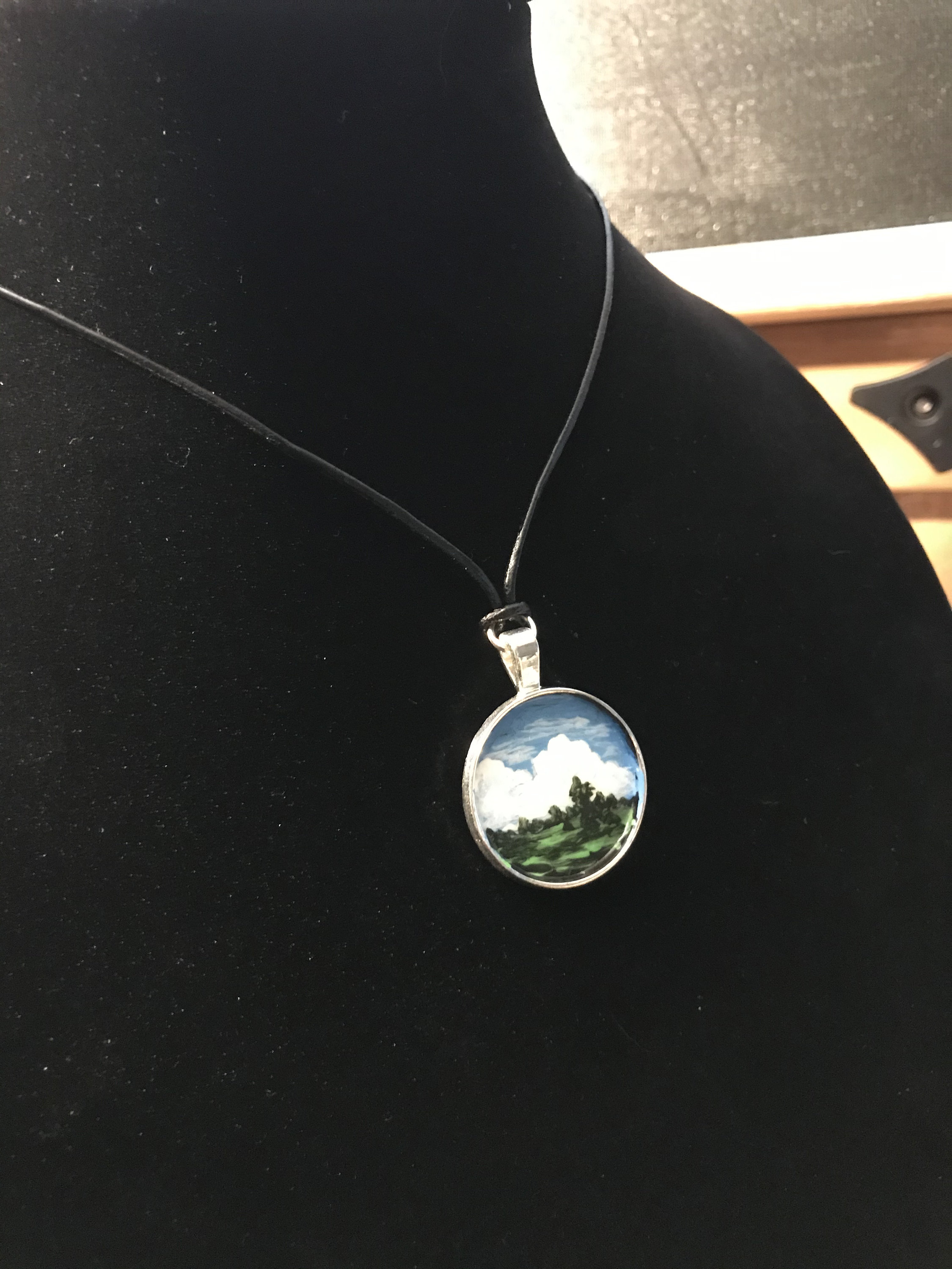 Blue - Miniature Handpainted Wooden Necklace With Beads