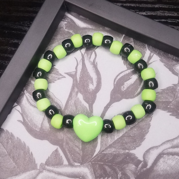 Cyber Goth Heart Bracelet Green