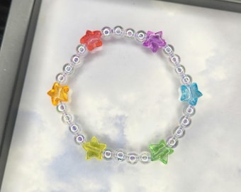 Rainbow Star Bead Bracelet