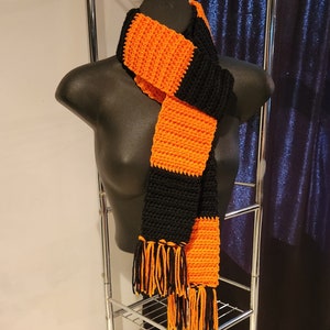 Pumpkin Guts Orange and Black Striped Scarf
