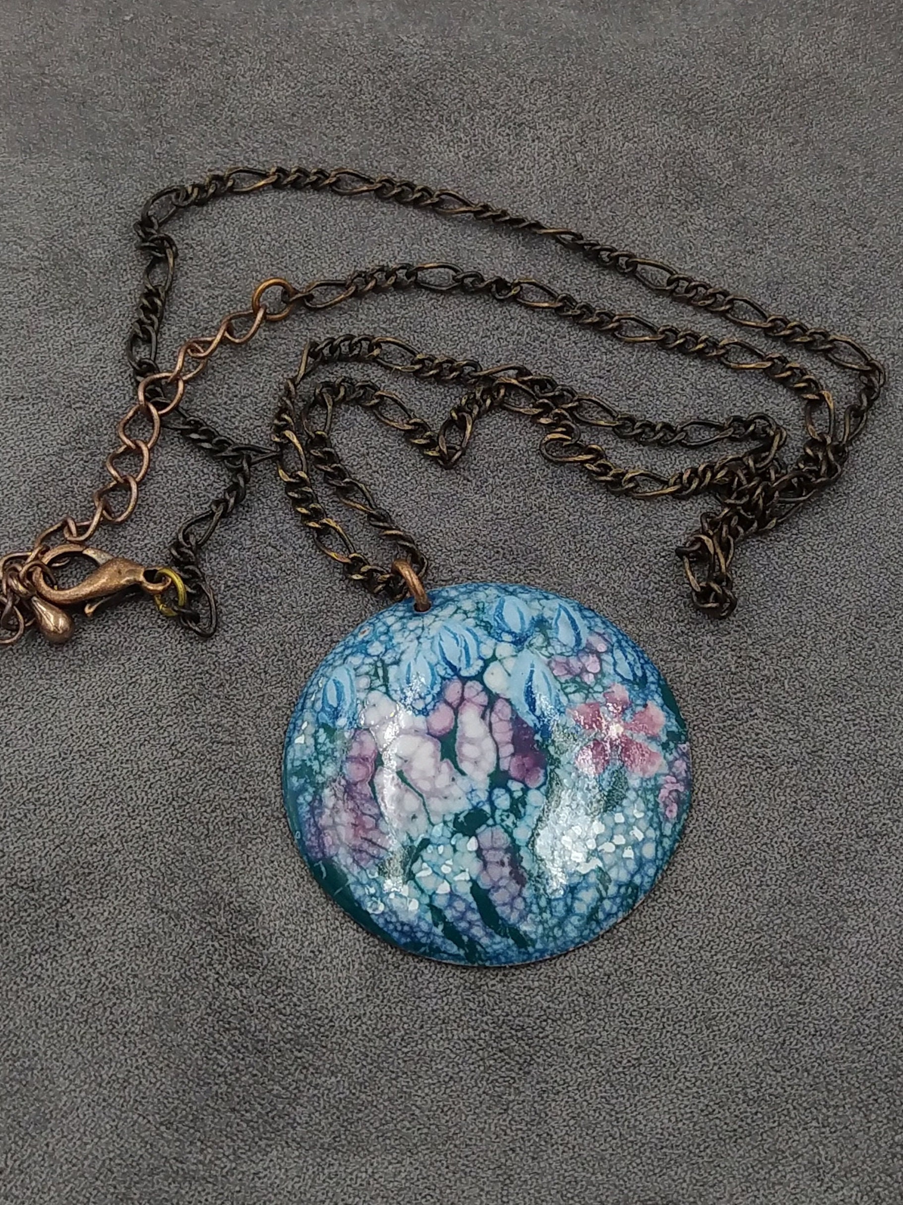 ネックレス・ペンダント Blue Enamel Flower Necklace Sterling Silver Enamel Bluebell Flower Pendant Necklace