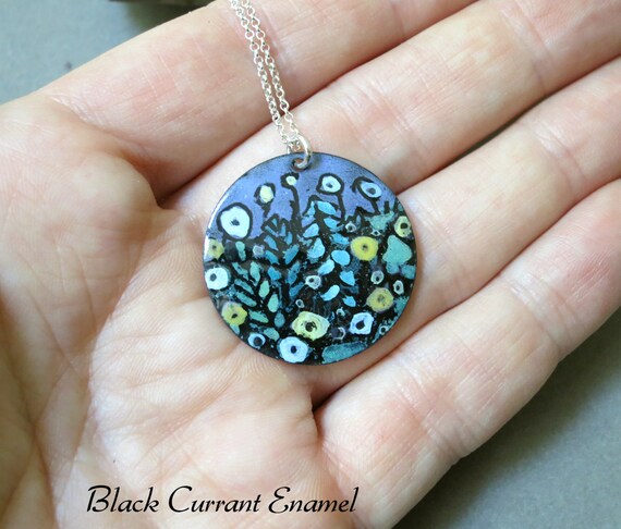 ネックレス・ペンダント Blue Enamel Flower Necklace Blue Flower Enamel Necklace in Sterling Silver – Couleurs