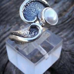 Bijoux faits à la main, bague en argent sterling, bague contemporaine, bague nature, bague texturée, bijoux biologiques, bague de mariage, bague unique
