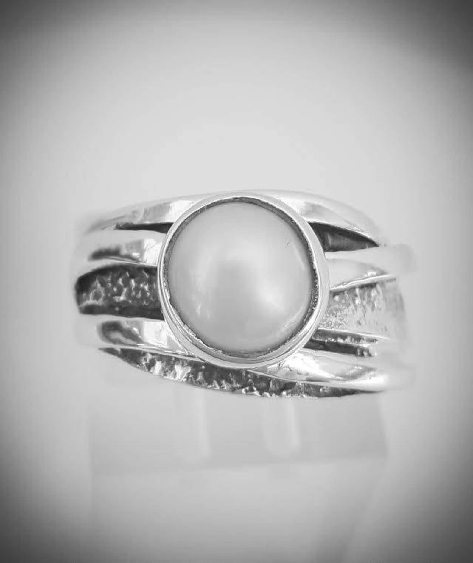 Sterling Silver Pearl Ring, Handmade Jewellery, Contemporary Ring