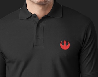 Handmade Embroidery Star Wars Rebel Alliance Polo Shirt; Avail. in 6 Shirt Colors & 15 different Shirt-Logo Color Combos (More on Request)