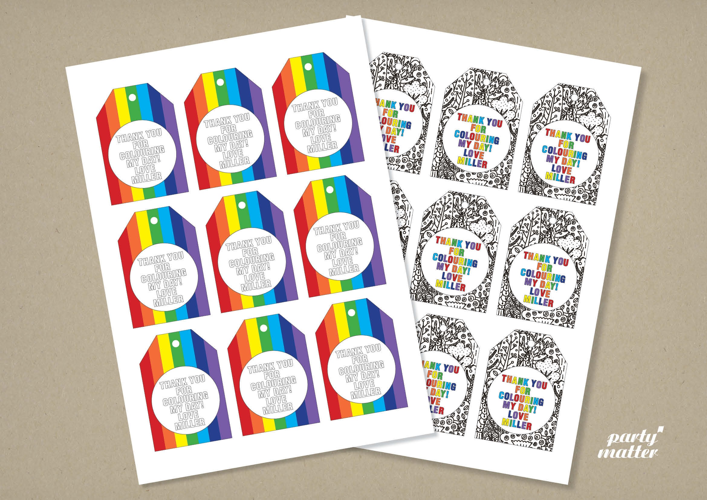 Art Party Favour/favor Tags Printable - Etsy
