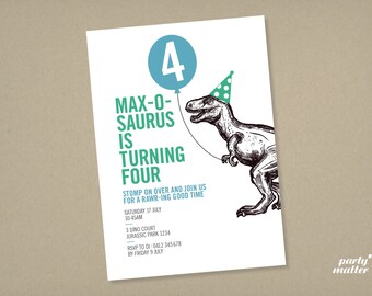 T-Rex Dinosaur Party Invitation Printable