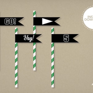 Sports Party Straw Flag Printable