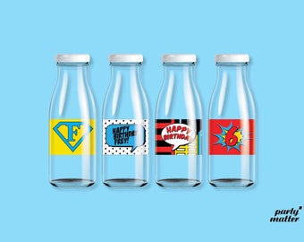 Superhero Party Water/Drink Bottle Labels