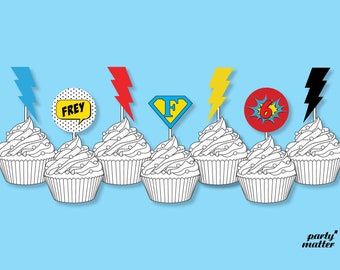 Superhero Party Cupcake Toppers Printable