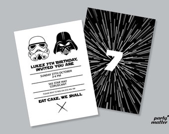 Star Wars Party Invitation Monochrome Printable