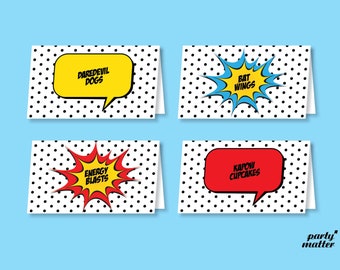 Superhero Party Food Tent Cards/Labels