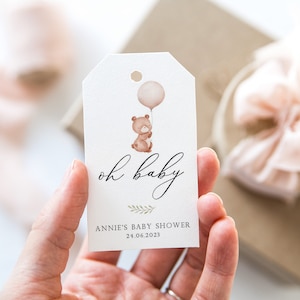 18 Luxury printed baby shower tags - Oh Baby - 5.25 x 9.9cm