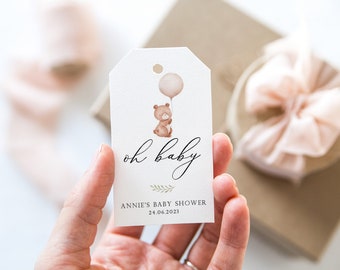 18 Luxury printed baby shower tags - Oh Baby - 5.25 x 9.9cm