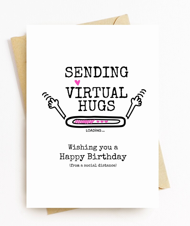 Personalised Card Sending Virtual Hugs Happy Birthday Etsy