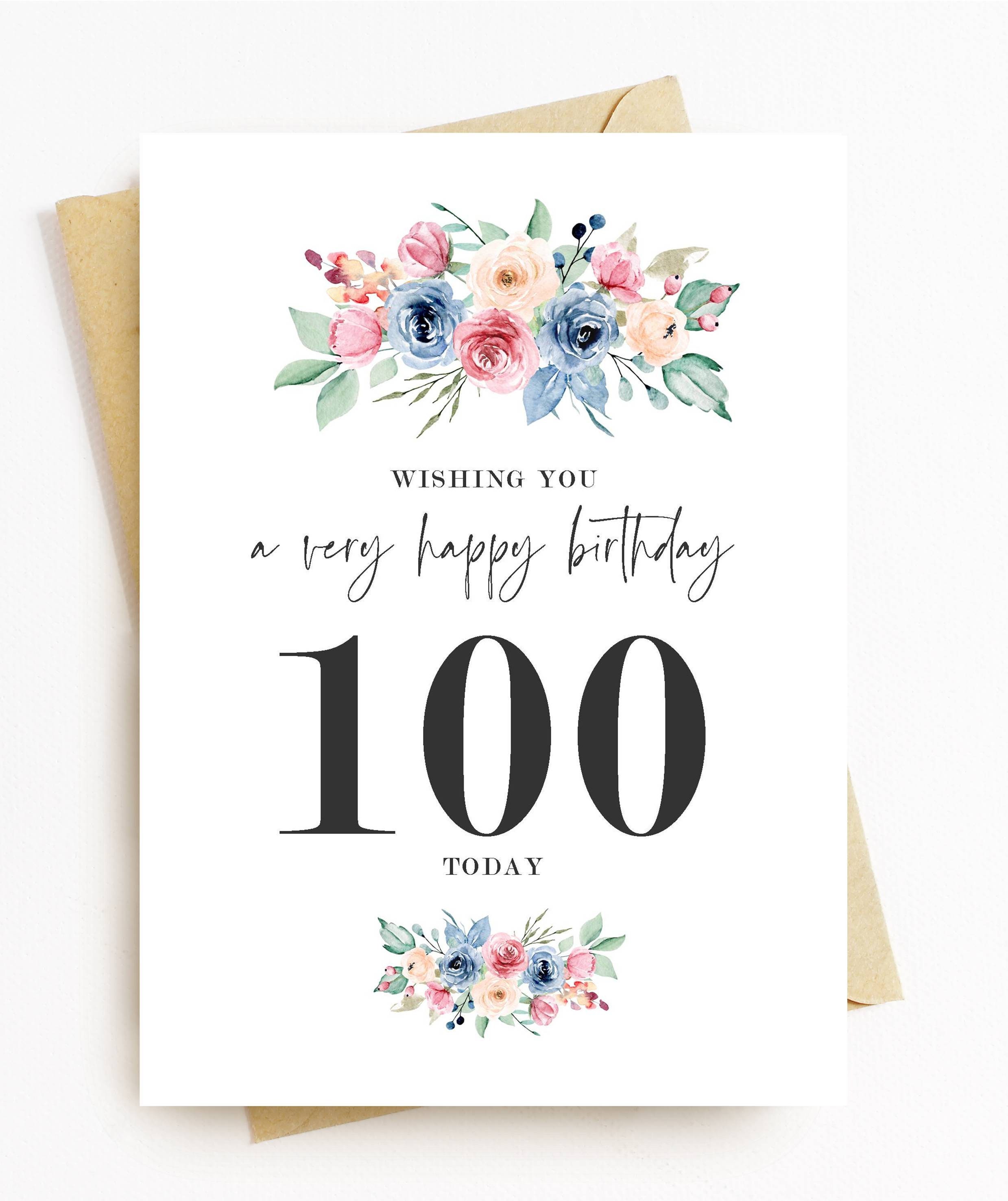 JE417 Floral Happy 100th Birthday Card - Etsy UK