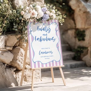 Digital - 40th Birthday Welcome Sign | Fourty & Fabulous | Fully Personalised | Modern | Funky | Colurful