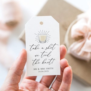 18 Luxury printed Take a shot we tied the knot - Wedding favour tags - 5.25 x 9.9cm