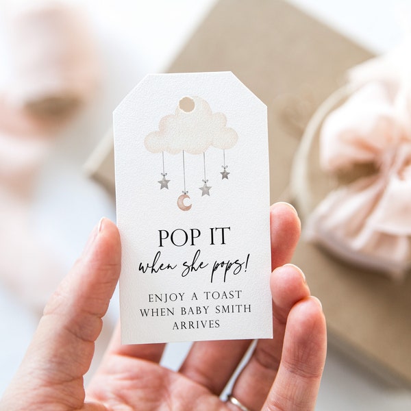 20+ Luxury printed baby shower tags pop it when she pops - 5.25 x 9.9cm