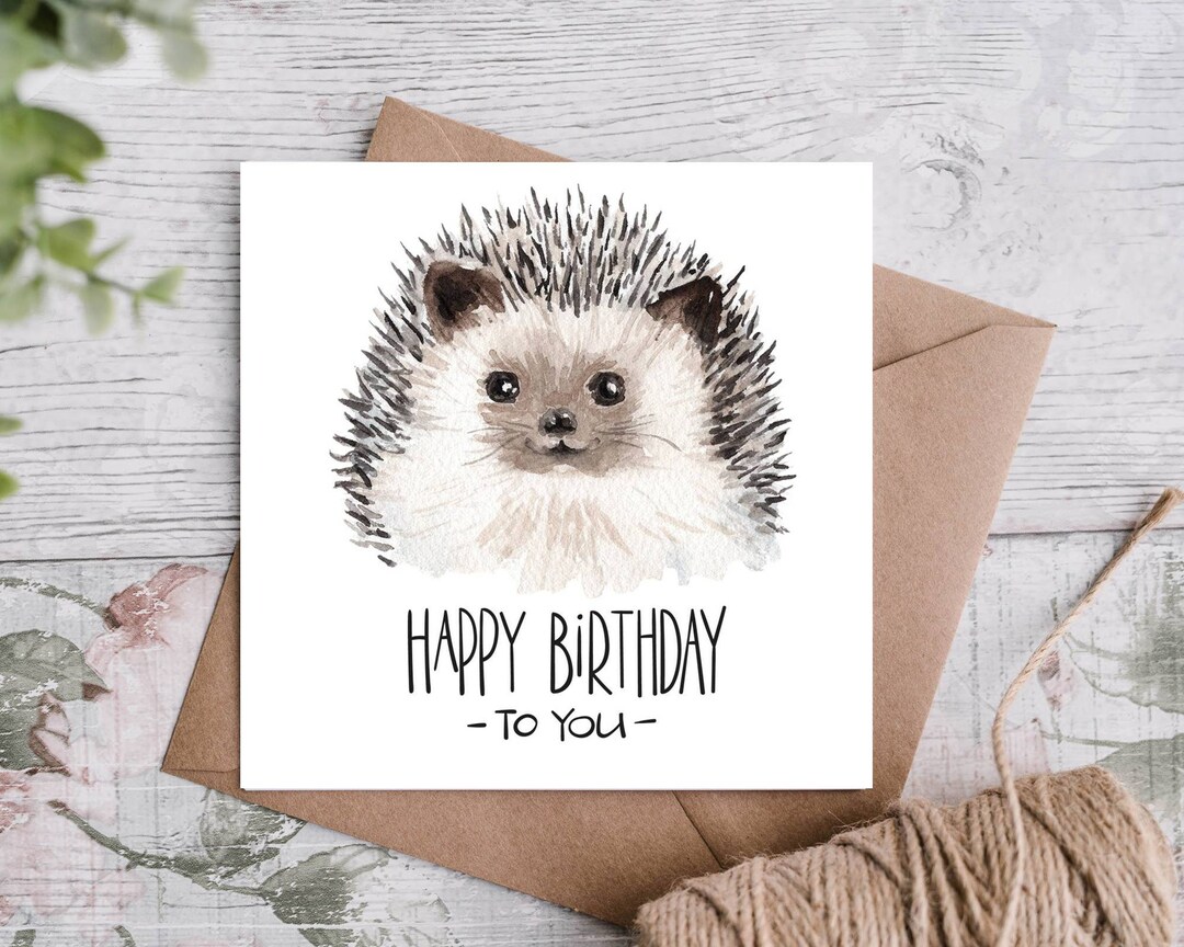 AC103 Cute Hedgehog Card Happy Birthday Card - Etsy