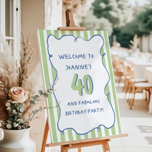 Digital - 40th Birthday Welcome Sign | Fourty & Fabulous | Fully Personalised | Modern | Funky | Colurful