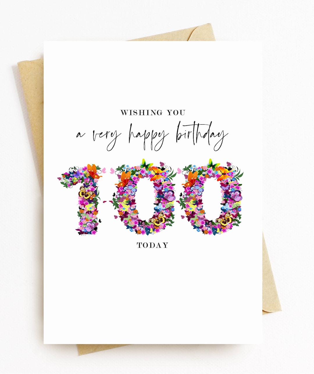 JE325 Floral Happy 100th Birthday Card - Etsy UK