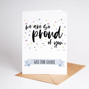 We Are So Proud of You Card – Personalised Well Done Card – Congratulations Card – Custom Name Achievement Card – Exam Results Graduation