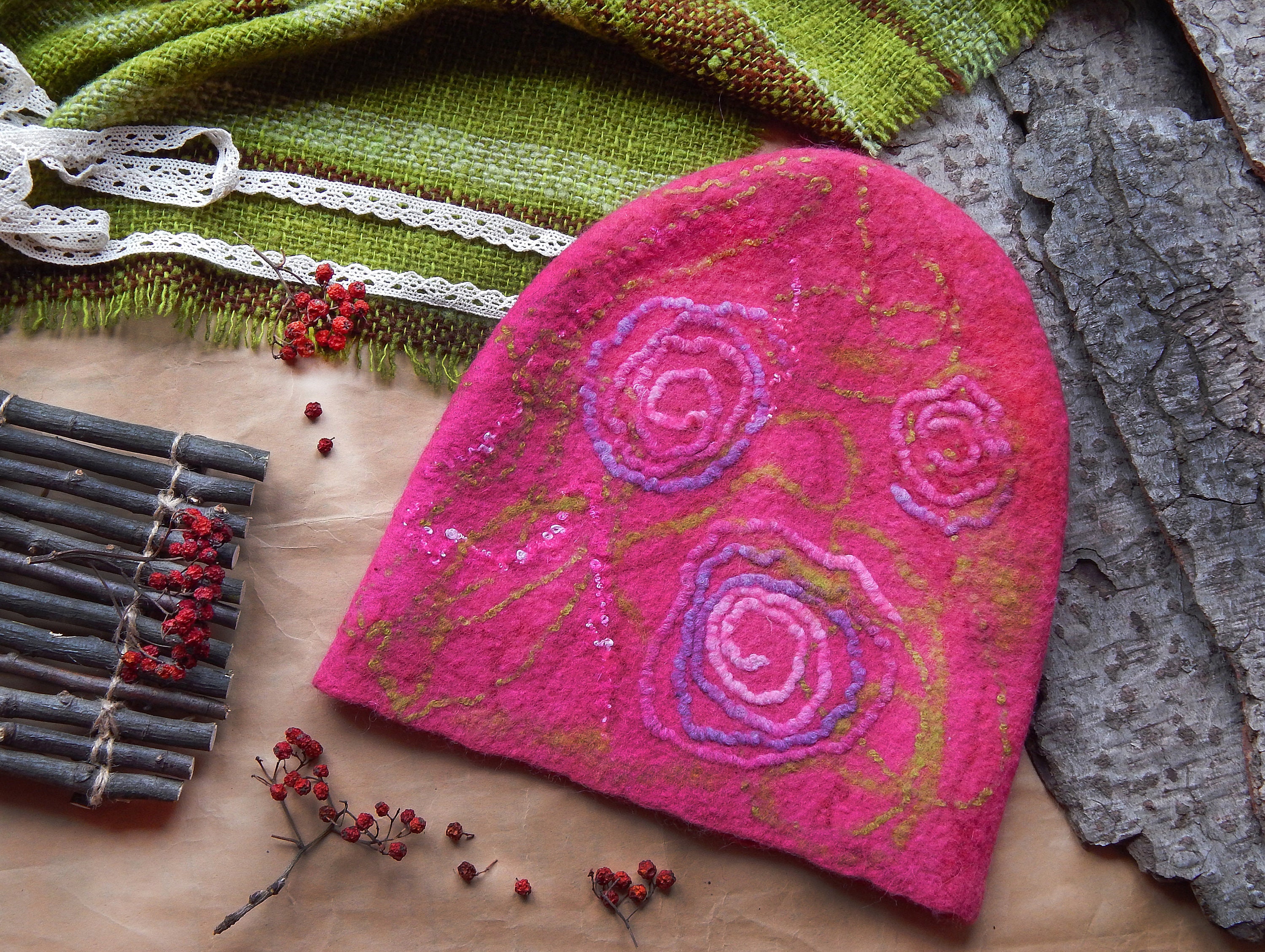 Beanie Felted hat pink felt beanie christmas gift Etsy