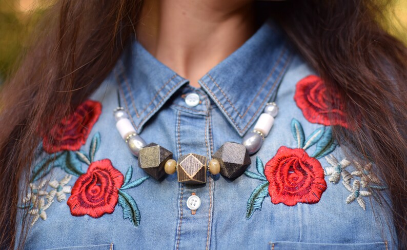 Renaissance festival necklace neck jewelry theater carnival photo session Wooden gray necklace birthday gift accessory burning man