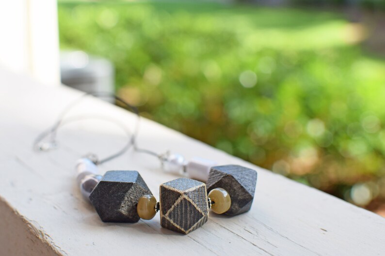 Renaissance festival necklace neck jewelry theater carnival photo session Wooden gray necklace birthday gift accessory burning man