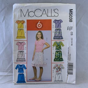 McCall's 5038 Size CS 12 14 16 Girls' Shrugs Tank Top Skirts Easy Sewing pattern