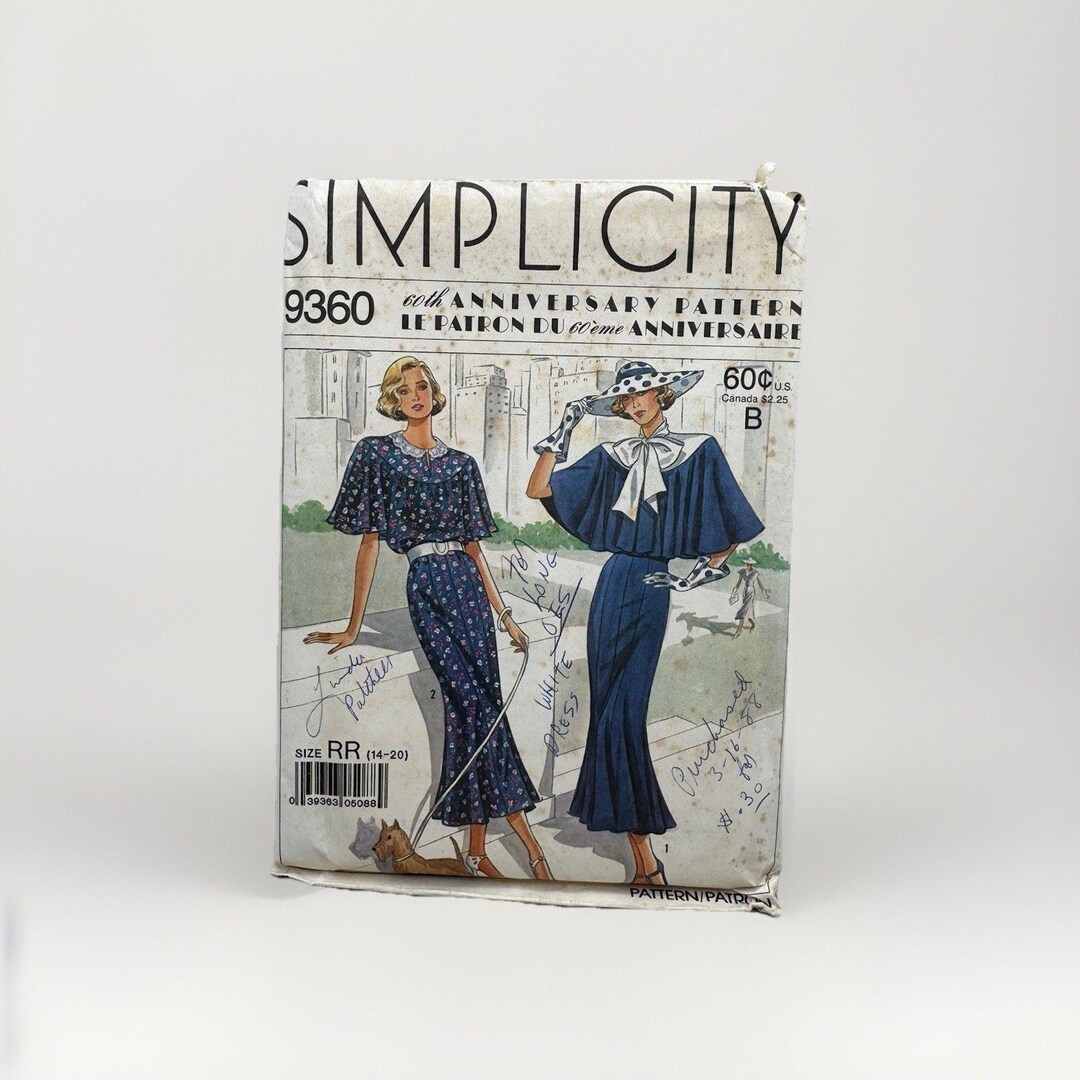 Simplicity 9360 Sewing Pattern Vtg 1988 Capelet Dress 60th Anniversary ...