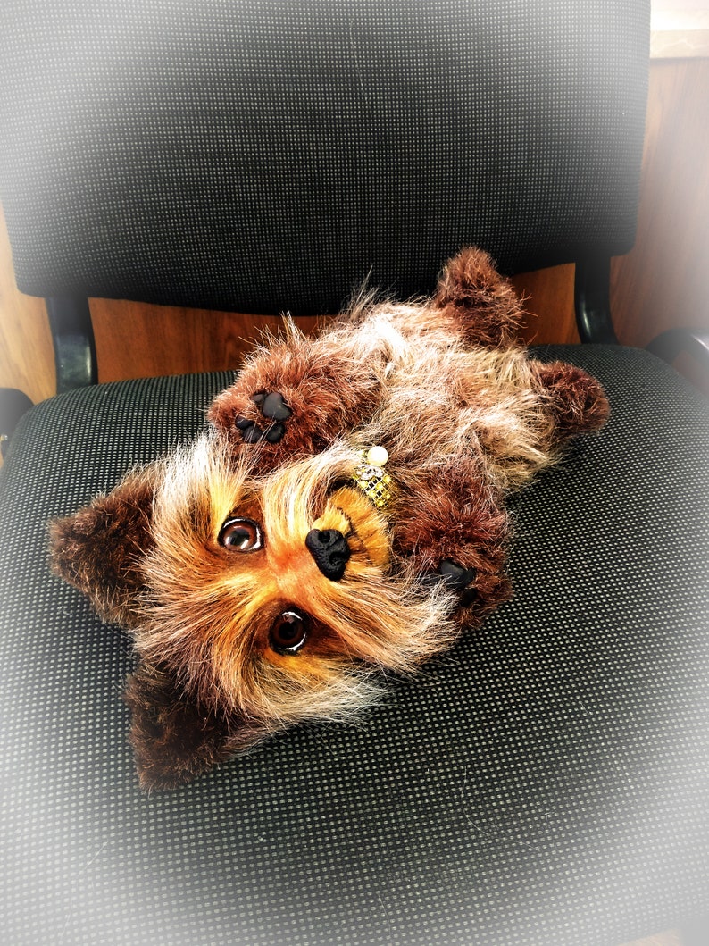 Souvenir Gift Teddy OOAK handmade art Doll animal kawaii plush Yorkshire Terrier puppy Toys Dog Toys handmade Stuffed Animals and plush