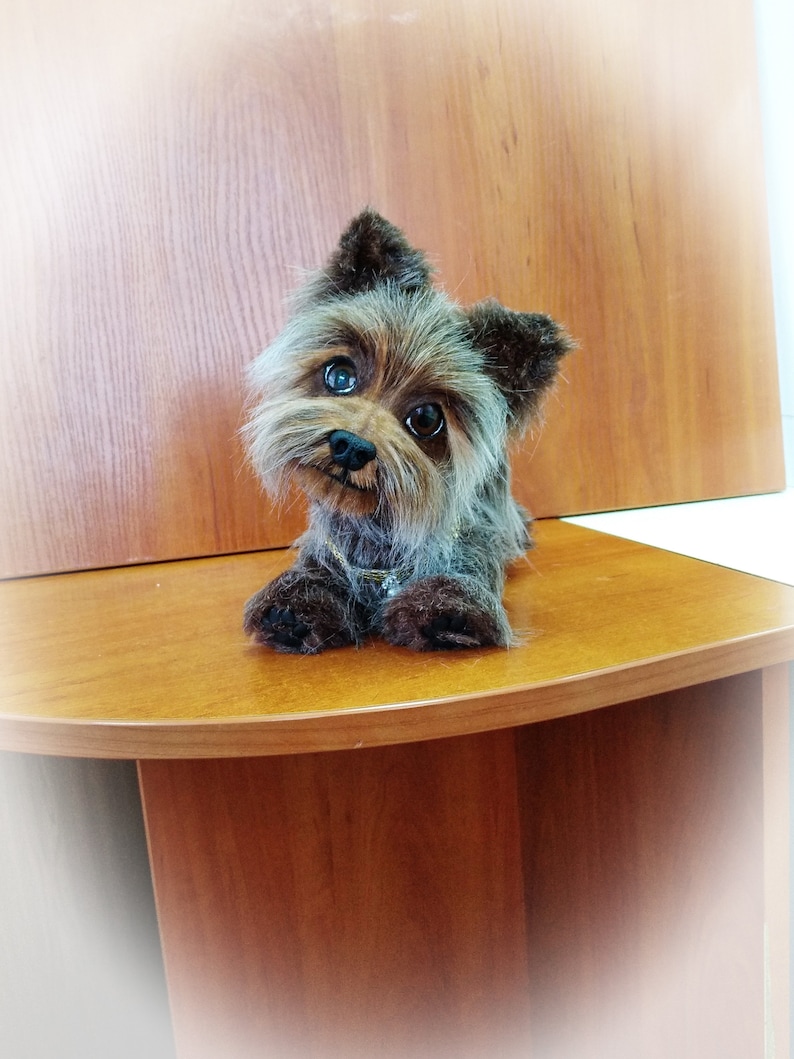 Souvenir Gift Teddy OOAK handmade art Doll animal kawaii plush Yorkshire Terrier puppy Toys Dog Toys handmade Stuffed Animals and plush