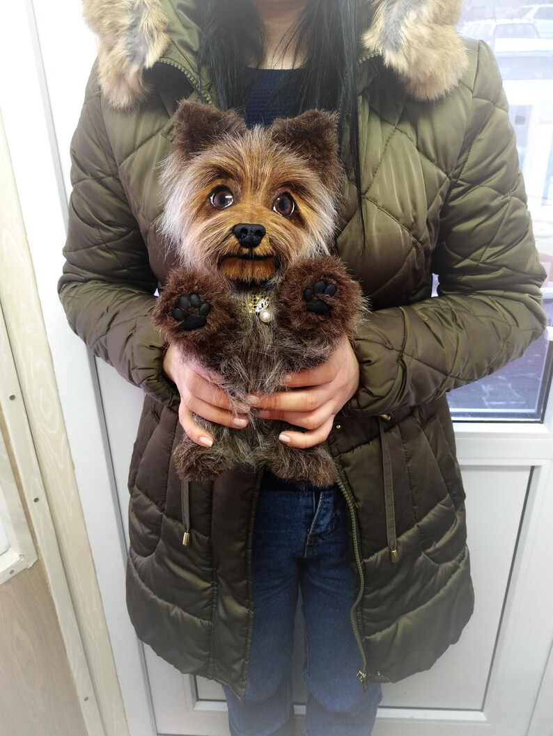 Souvenir Gift Teddy OOAK handmade art Doll animal kawaii plush Yorkshire Terrier puppy Toys Dog Toys handmade Stuffed Animals and plush