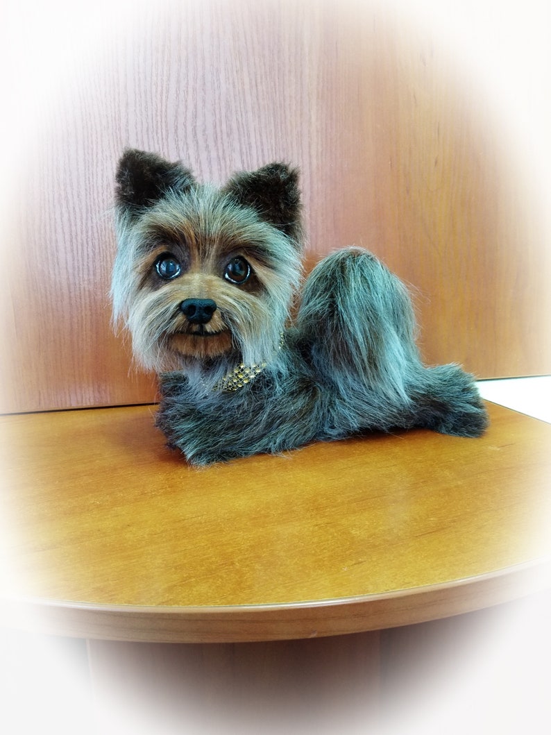 Souvenir Gift Teddy OOAK handmade art Doll animal kawaii plush Yorkshire Terrier puppy Toys Dog Toys handmade Stuffed Animals and plush