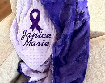 Personalized Pancreatic Awareness Gift Blanket, Chemo Comfort, Cancer Warrior Cancer Ribbon Blanket, Cancer, Healing Vibes, Cancer Sucks