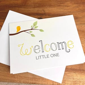 Faire-part de naissance, Bienvenue petit - Carte de félicitations, Carte de baby shower, Ajouter sur la carte, Note cadeau, Carte de bébé personnalisée, Birdie