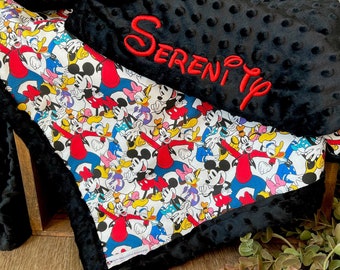 Personalized Mickey Mouse Blanket | Frame Style Border | Baby Gift | Embroidery | Mickey Fabric | Baby Shower Gift | Disney Cotton and Minky