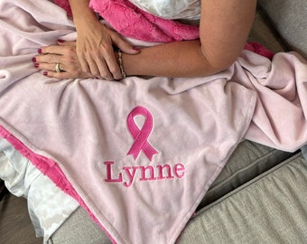 Personalized Breast Cancer Awareness Blanket, Chemo Comfort Blanket, Cancer Warrior, Cancer Ribbon Throw/Gift Blanket,Cancer, Healing Vibes