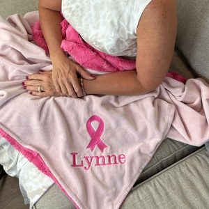 Personalized Breast Cancer Awareness Blanket, Chemo Comfort Blanket, Cancer Warrior, Cancer Ribbon Throw/Gift Blanket,Cancer, Healing Vibes